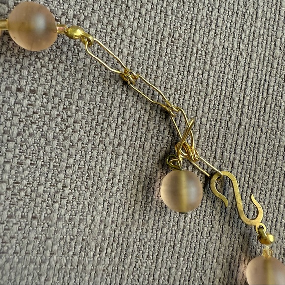 French Pink Floral Glass Beaded Necklace - Vintage 1980s - Picture 8 of 10